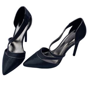 Charles by Charles David Black Snakeskin Pointed Toe D'Orsay Heeled Pumps 7M